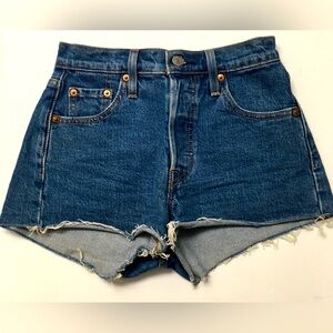 Levi’s 501 Button Fly Cut Off Jean Shorts Size 24 Blue Summer Festival Vacation